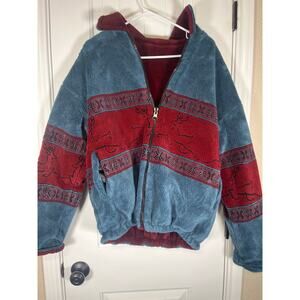 RED AND BLUE DEER PRINT JACKET